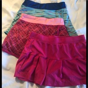 Lot of 3 girls tennis/running skirts